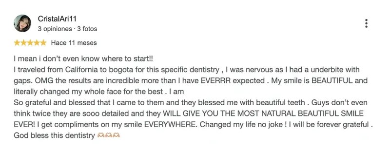 Google review by CristalAri11, five stars