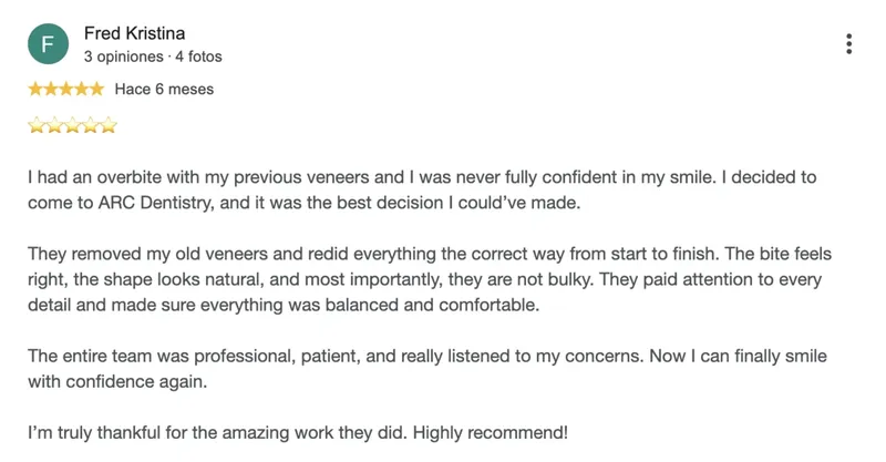Google review by Fred Kristina, five stars