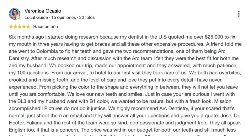 Google review by Veronica Ocasio, five stars